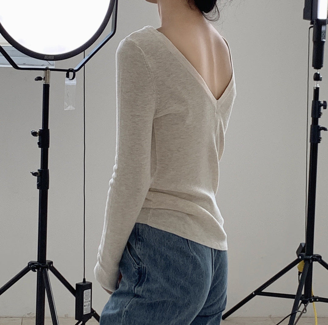 Damen minimalistisches Feinstrick-Shirt zum Layern