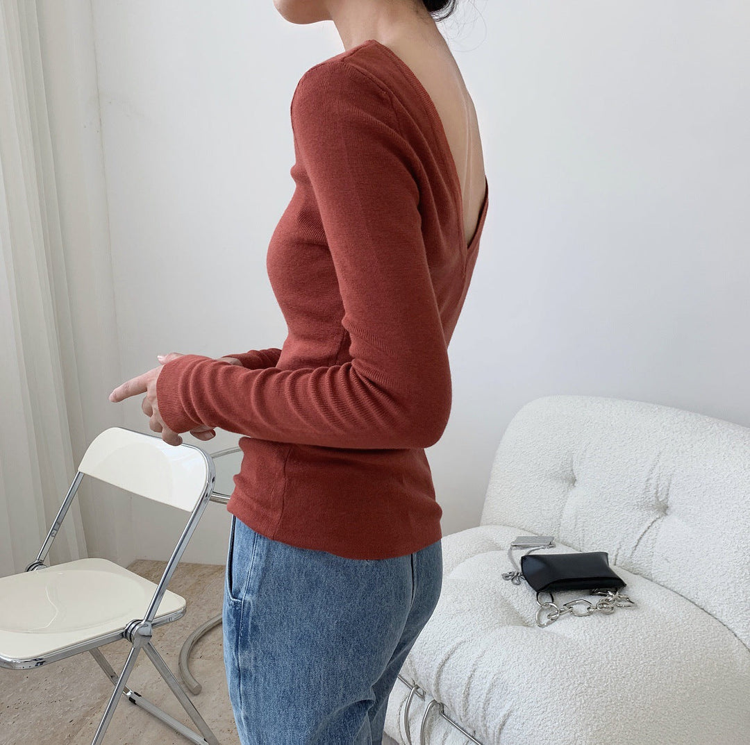 Damen minimalistisches Feinstrick-Shirt zum Layern (3)