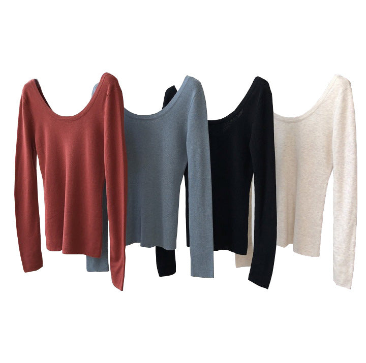 Damen minimalistisches Feinstrick-Shirt zum Layern (5)