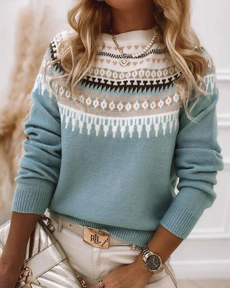 Damen Norweger Pullover aus Baumwolle in Blau
