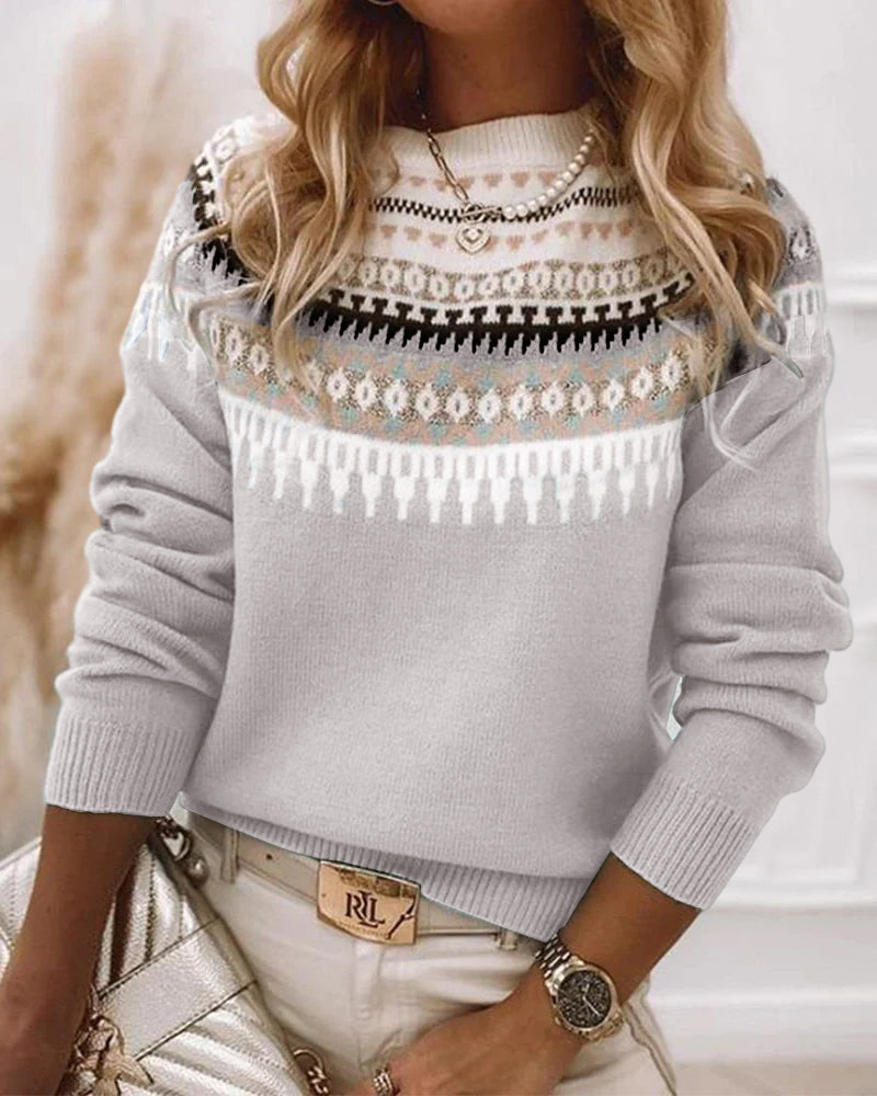 Damen Norweger Pullover aus Baumwolle in Grau