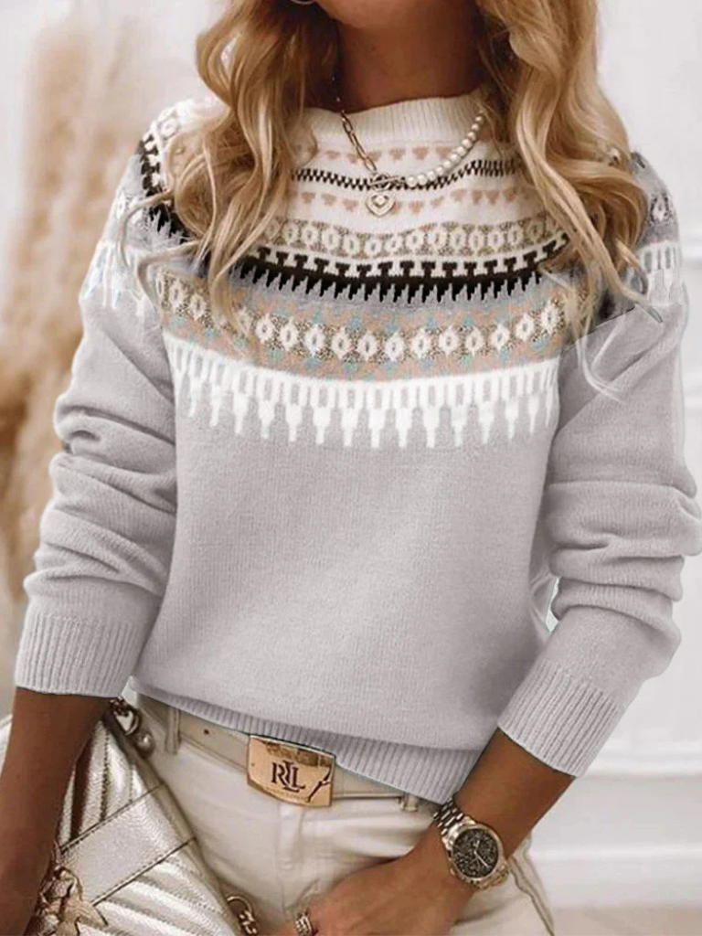Damen Norweger Pullover für den Herbst in Grau
