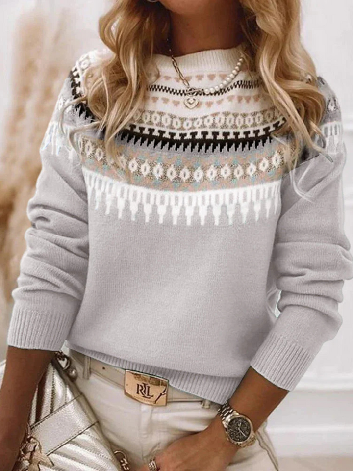 Damen Norweger Pullover für den Herbst in Grau