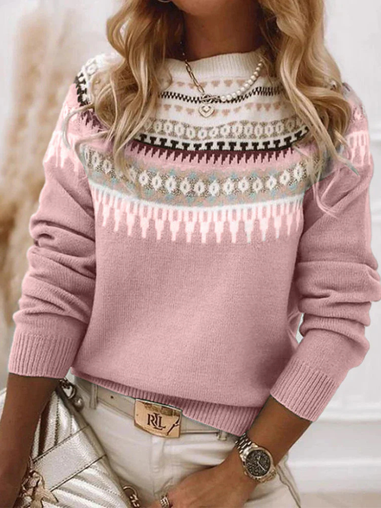 Damen Norweger Pullover für den Herbst in Rosa