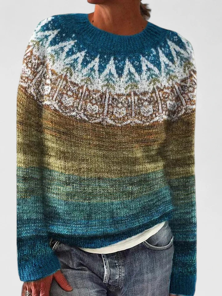Damen Norweger Pullover im klassischen Stil in Dunkelblau