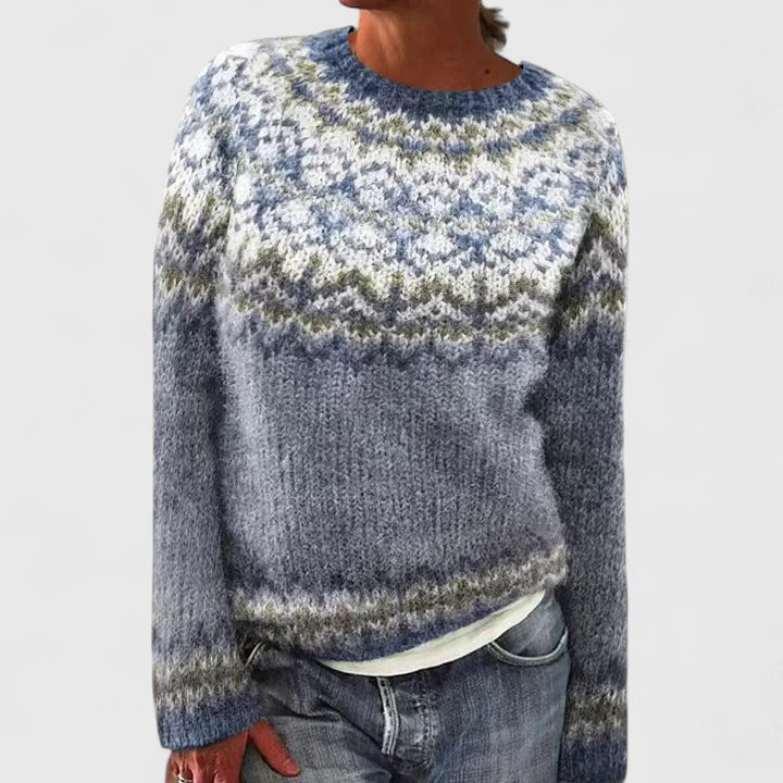 Damen Norweger Pullover im klassischen Stil in Grau