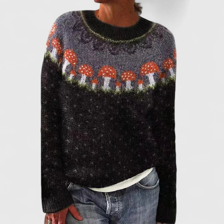 Damen Norweger Pullover im klassischen Stil in Schwarz