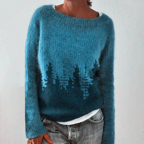 Damen Norweger Pullover mit gemütlichem Schnitt in Blau