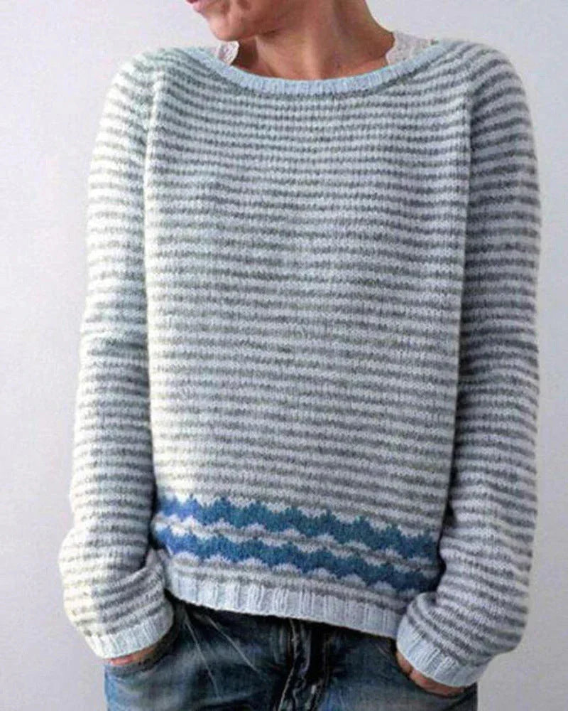 Damen Norweger Pullover mit gemütlichem Schnitt in Grau