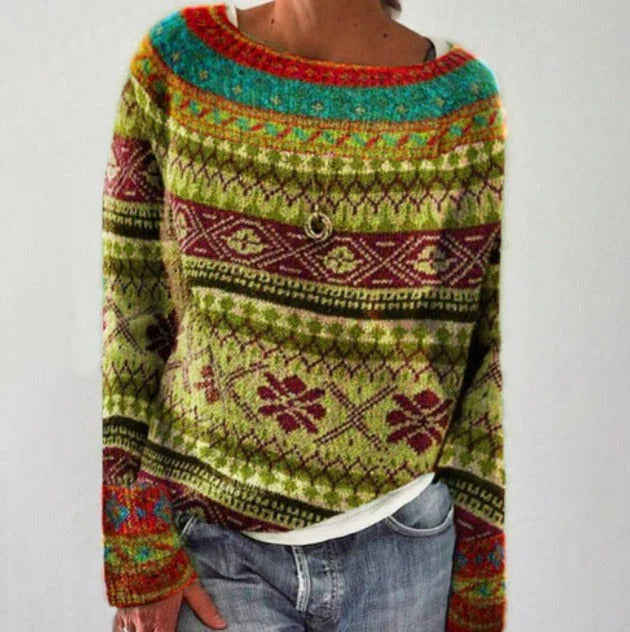 Damen Norweger Pullover mit gemütlichem Schnitt in Hellgrün
