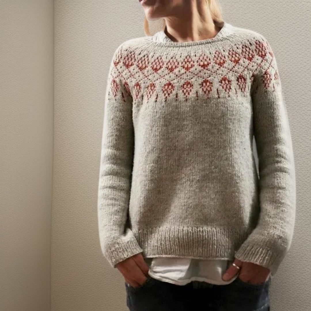 Damen Norweger Pullover mit Relaxed-Fit in Grau