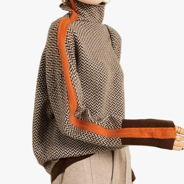 Damen Norweger Strickpullover mit Rollkragen