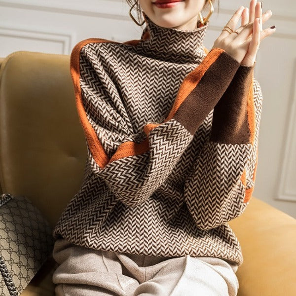 Damen Norweger Strickpullover mit Rollkragen (3)