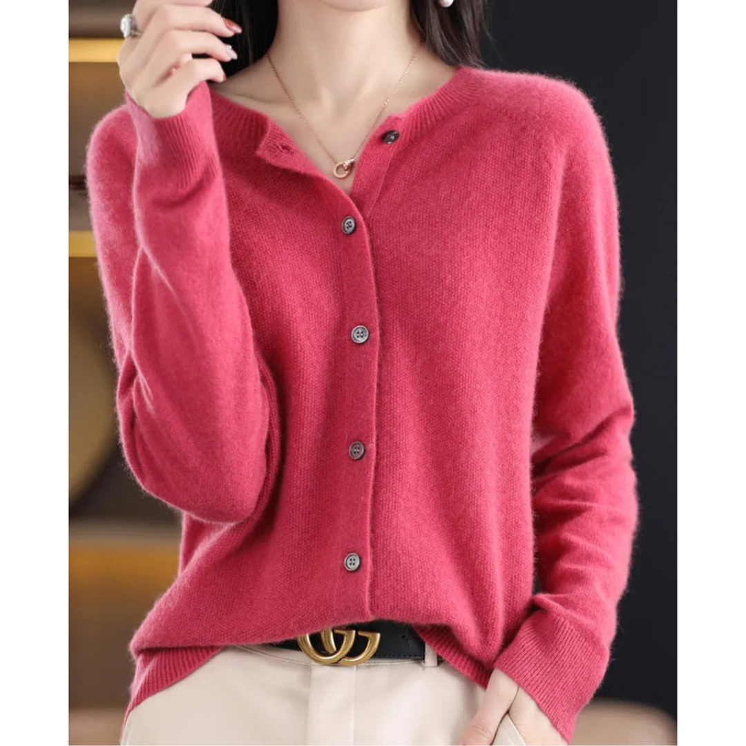 Damen Offener Pullover für alle Jahreszeiten in Dunkelrosa