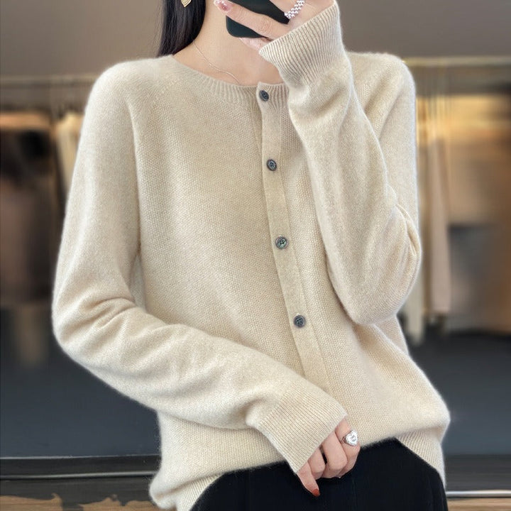 Damen Offener Pullover für alle Jahreszeiten in Khaki