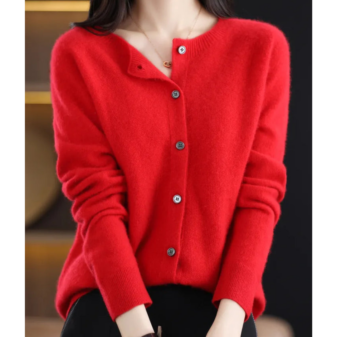 Damen Offener Pullover für alle Jahreszeiten in Rot
