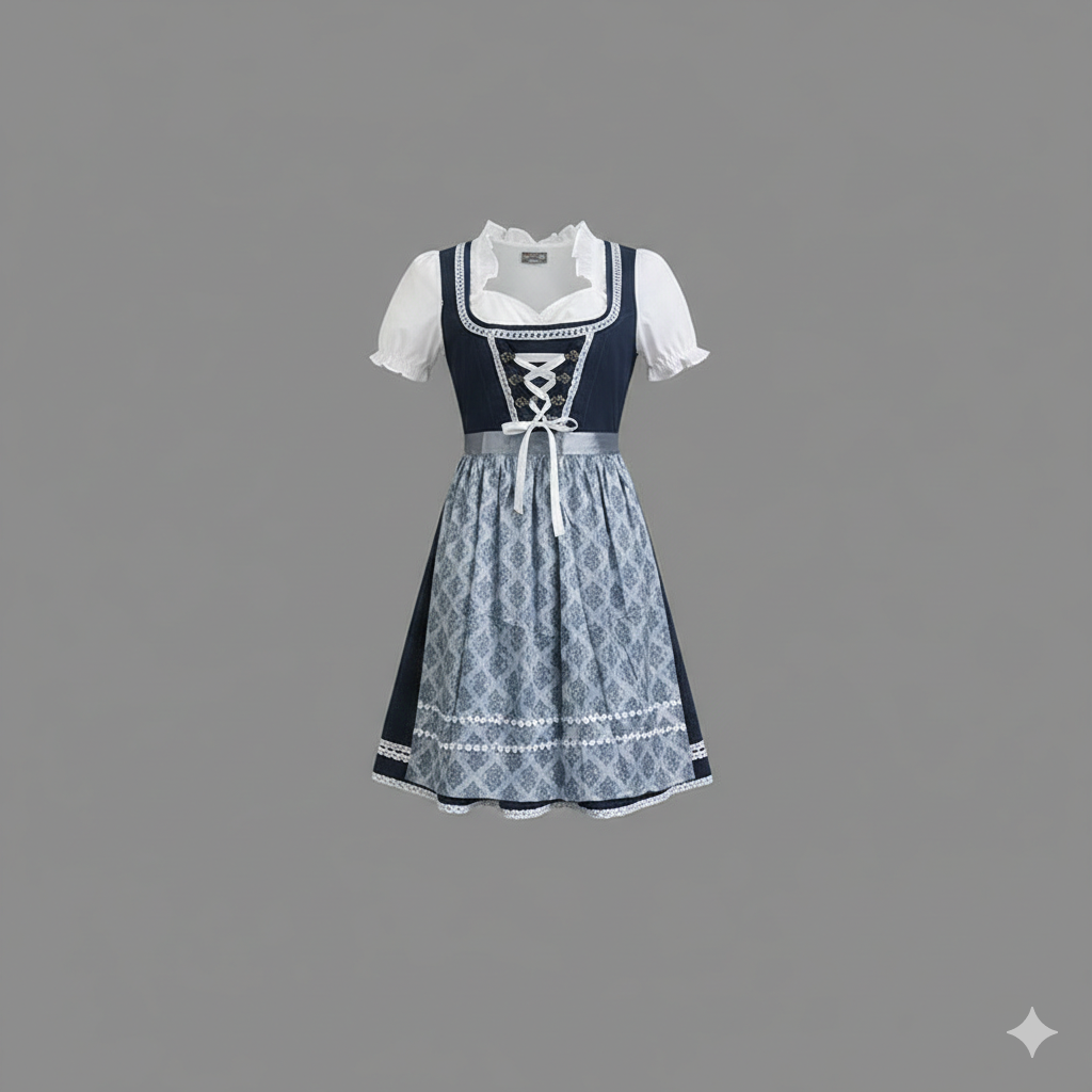 Damen Oktoberfest-Dirndl mit Schürze und Bluse