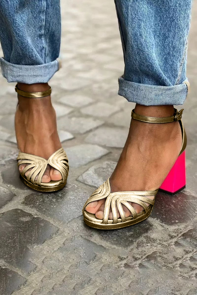 Damen Orthopädische Blockabsätze in Goldfarben