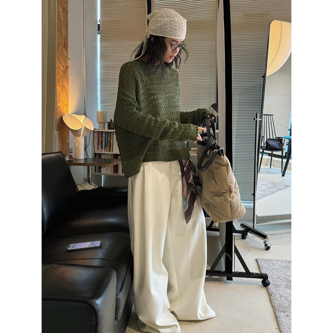Damen Oversize-Ajourpullover Leicht für Übergangslooks (3)