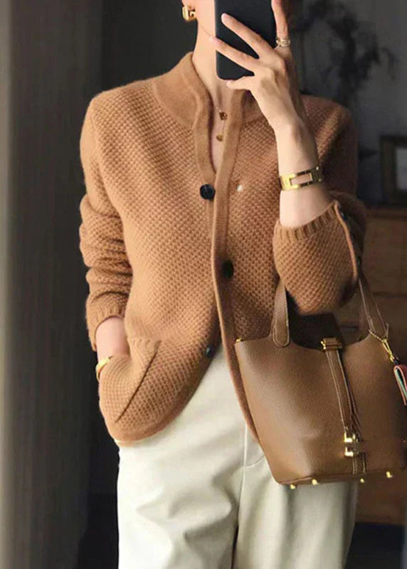 Damen Oversized Strickjacke für kühle Abende in Karamell