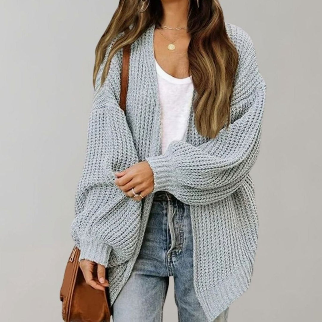 Damen Oversized Strickjacke Relaxed Fit in Grau
