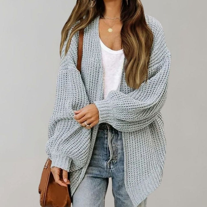 Damen Oversized Strickjacke Relaxed Fit in Grau