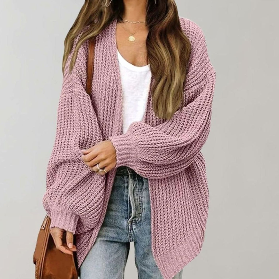 Damen Oversized Strickjacke Relaxed Fit in Rosa
