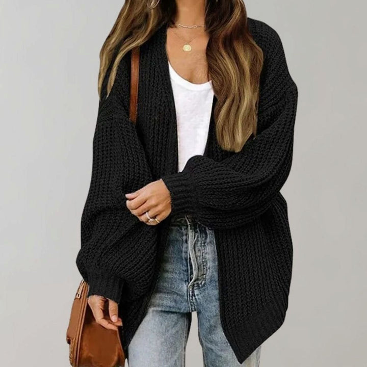 Damen Oversized Strickjacke Relaxed Fit in Schwarz