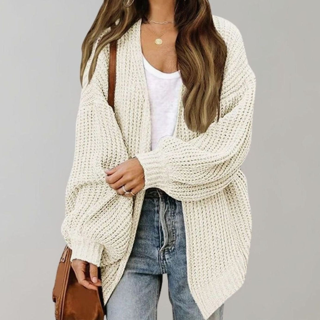 Damen Oversized Strickjacke Relaxed Fit in Weiß