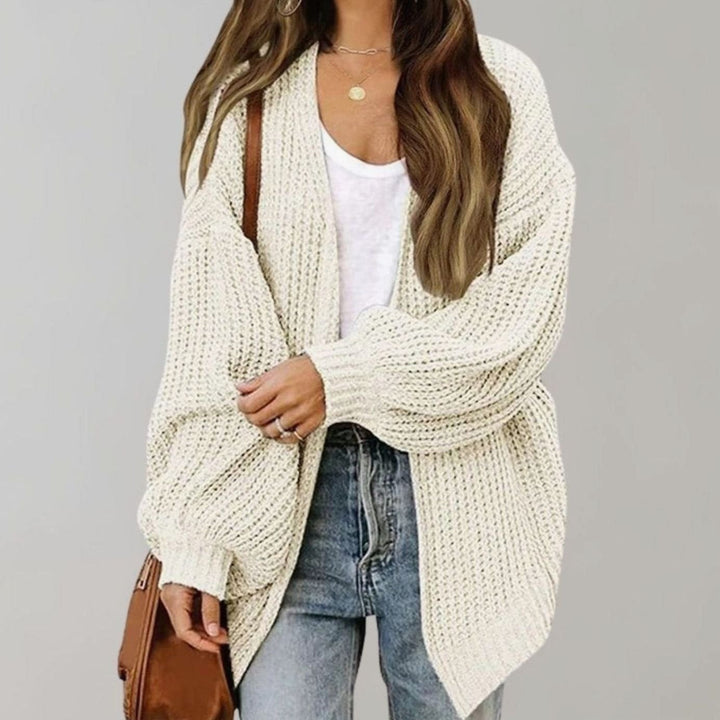 Damen Oversized Strickjacke Relaxed Fit in Weiß