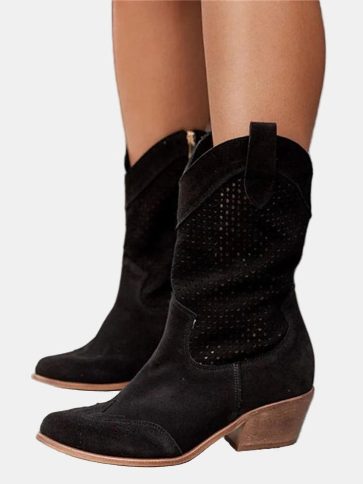 Damen Perforierte Stiefeletten für Übergangswetter in Schwarz