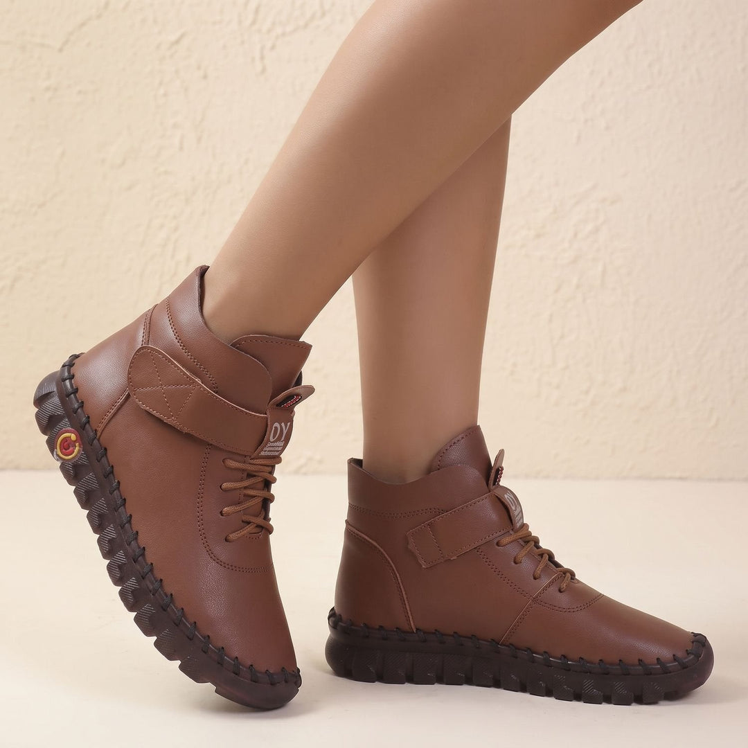Damen Plateau Stiefel für den Alltag in Braun