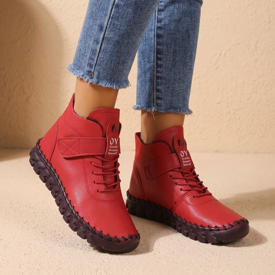 Damen Plateau Stiefel für den Alltag in Rot
