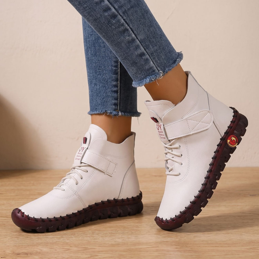 Damen Plateau Stiefel für den Alltag in Weiß