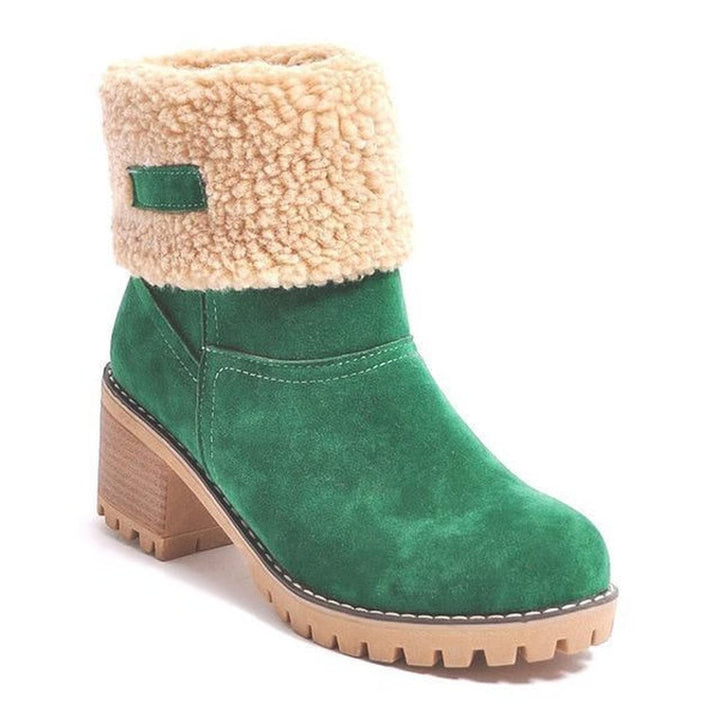 Damen Plateau-Stiefel für den Winter in Dunkelgrün