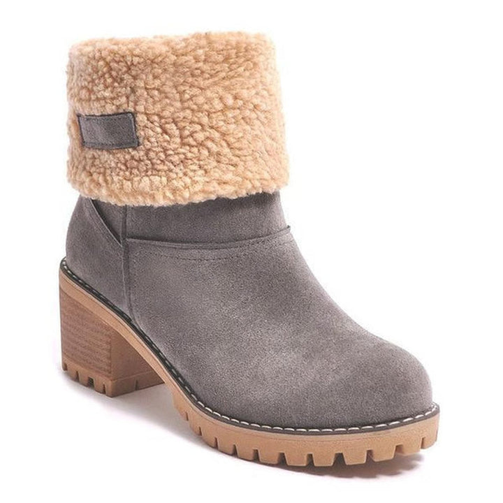 Damen Plateau-Stiefel für den Winter in Hellgrau