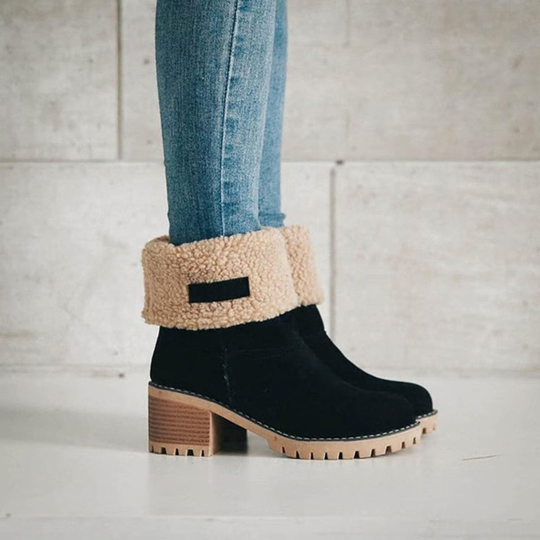 Damen Plateau-Stiefel für den Winter in Schwarz