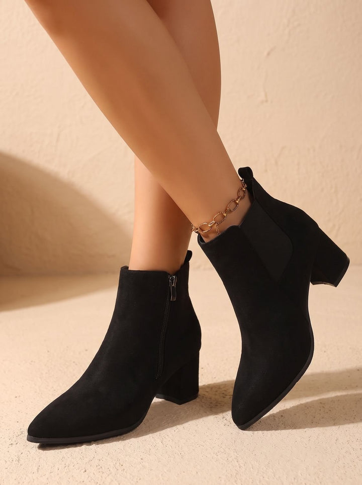 Damen Plateau Stiefel im Wildleder-Look in Braun 3