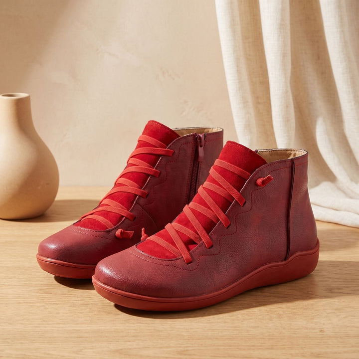 Damen Plateau-Stiefel mit orthopädischem Komfort im Alltag in Rot