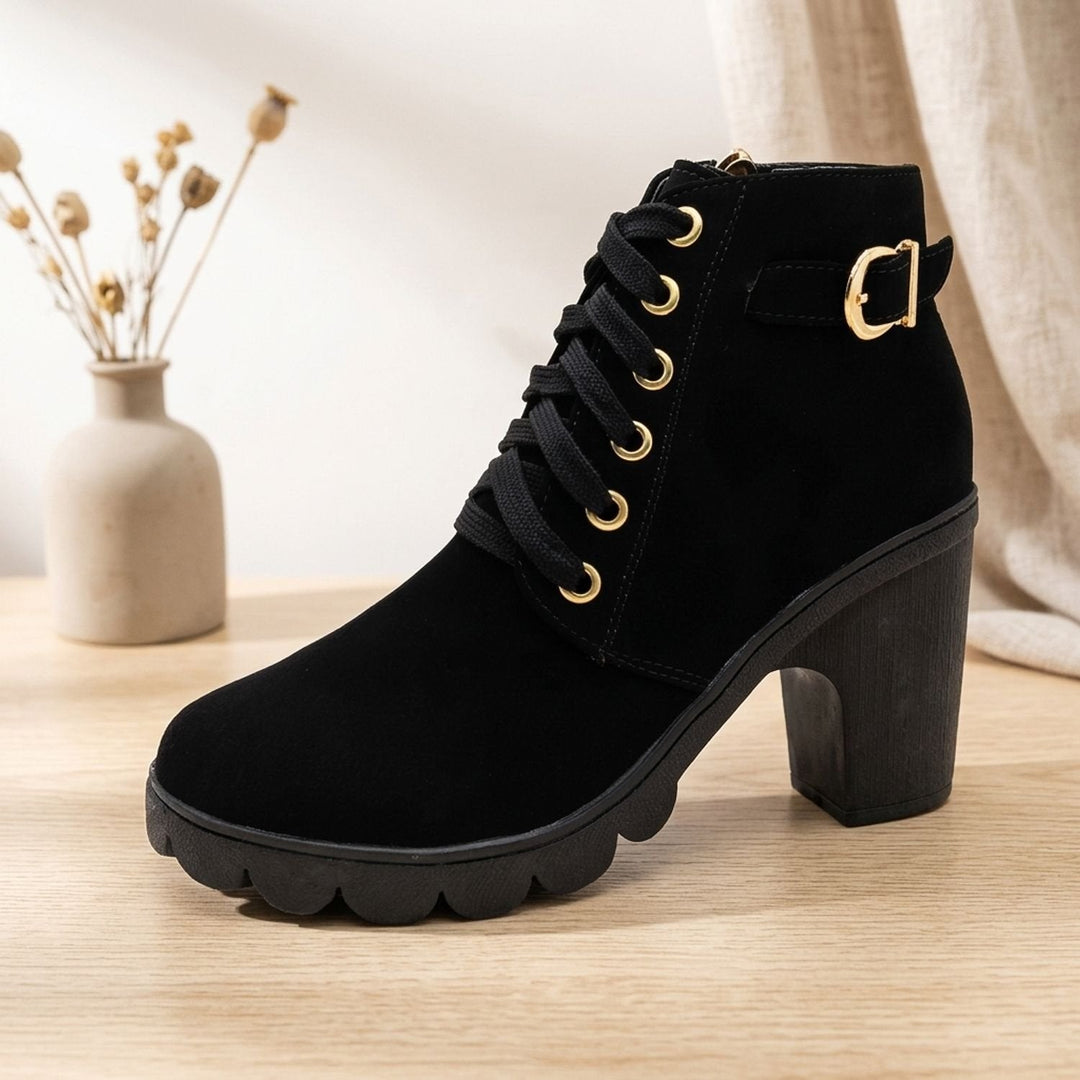 Damen Plateau-Stiefeletten für den Winter in Schwarz