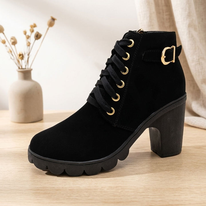 Damen Plateau-Stiefeletten für den Winter in Schwarz