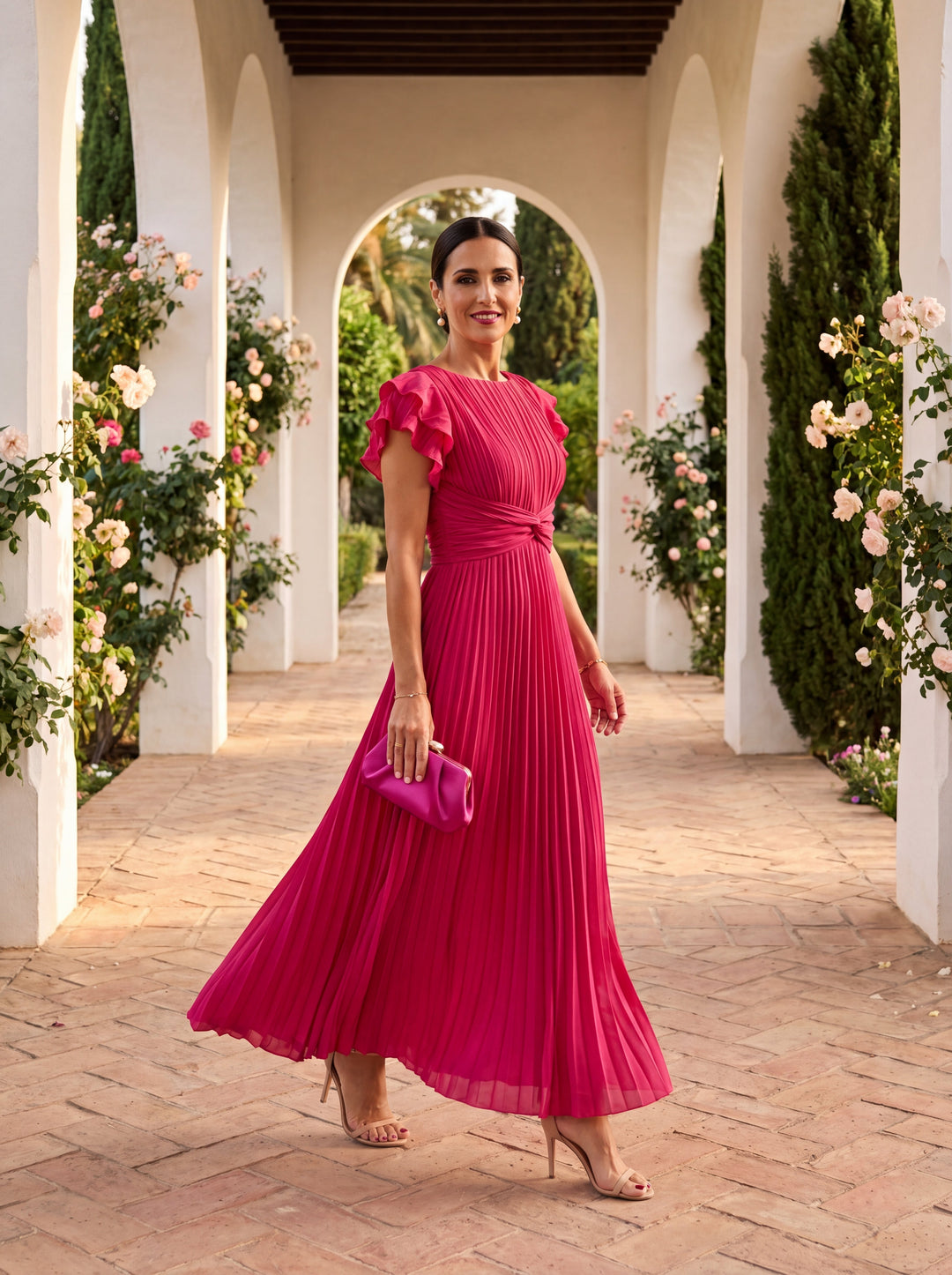 Damen Plissee Maxikleid für Hochzeitsgäste (3)