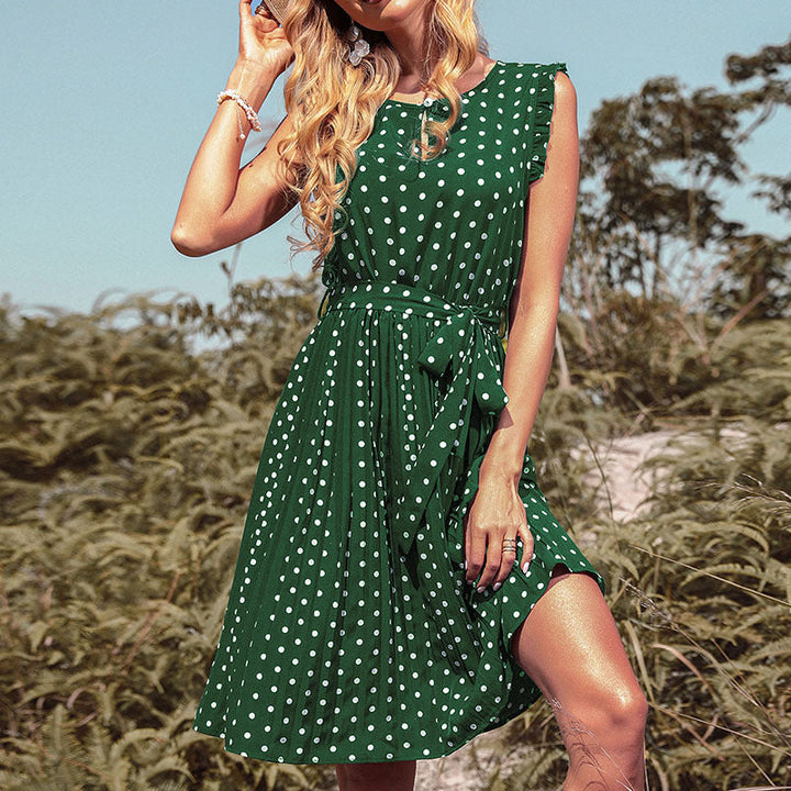 Damen Polka-Dot A-Linie Kleid (3)