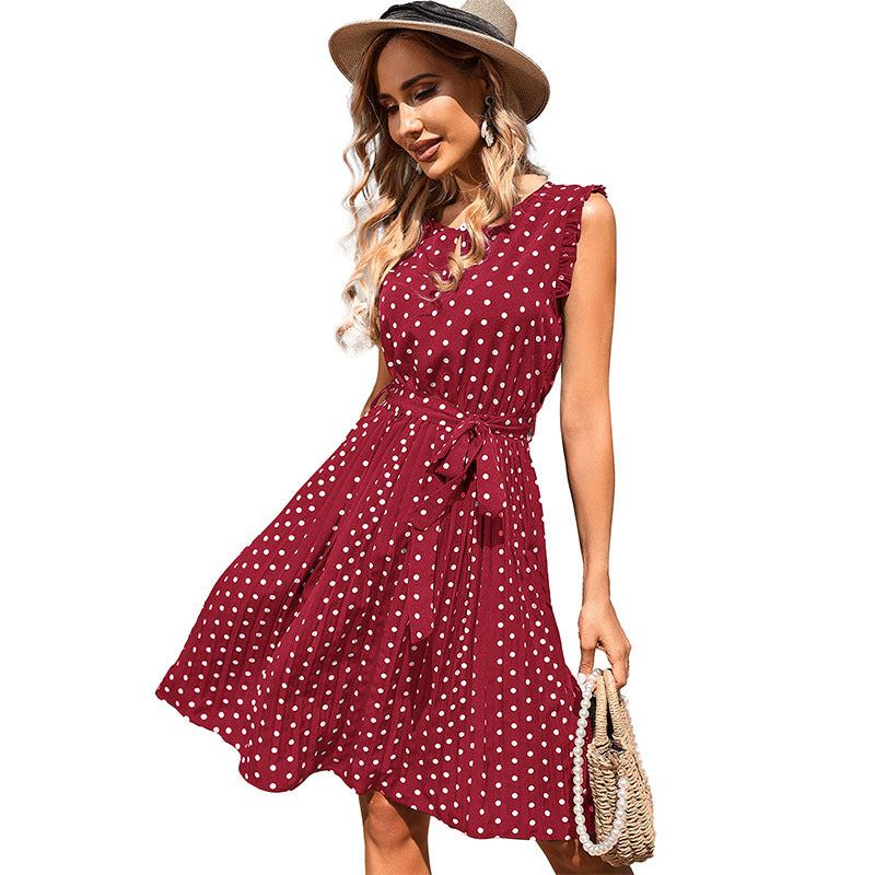 Damen Polka-Dot A-Linie Kleid (5)