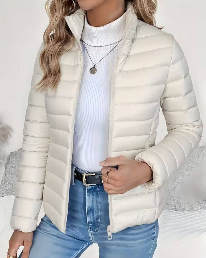 Damen Puffer Jacke mit Quiltung für Herbst in Creme