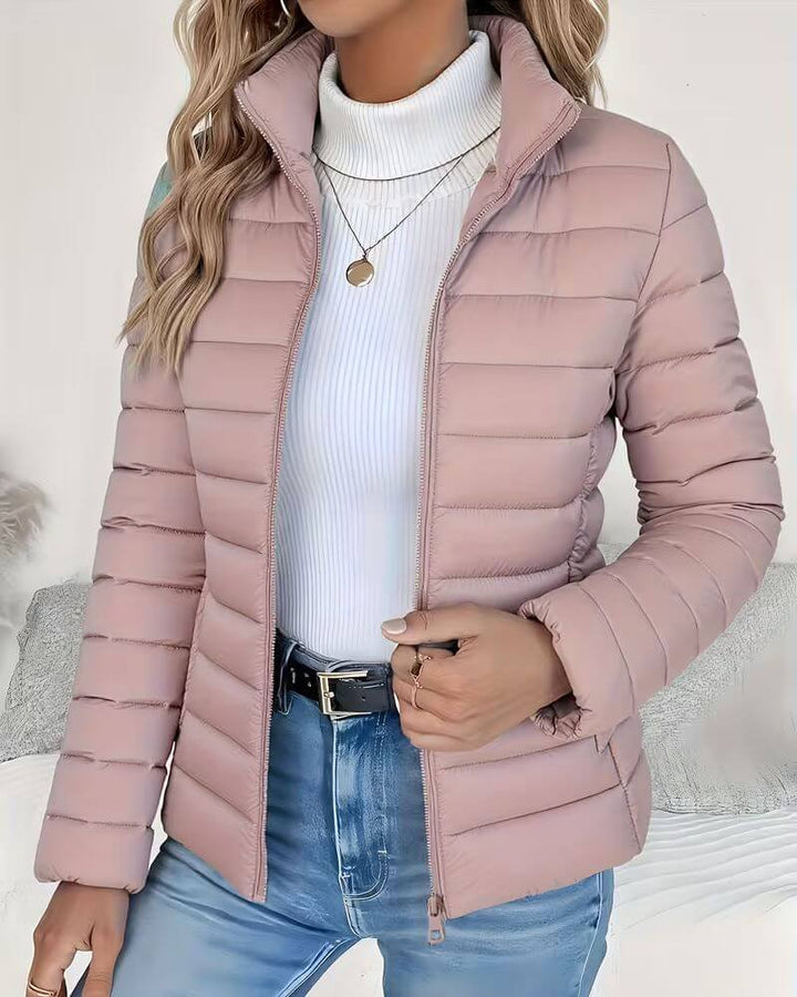 Damen Puffer Jacke mit Quiltung für Herbst in Rosa