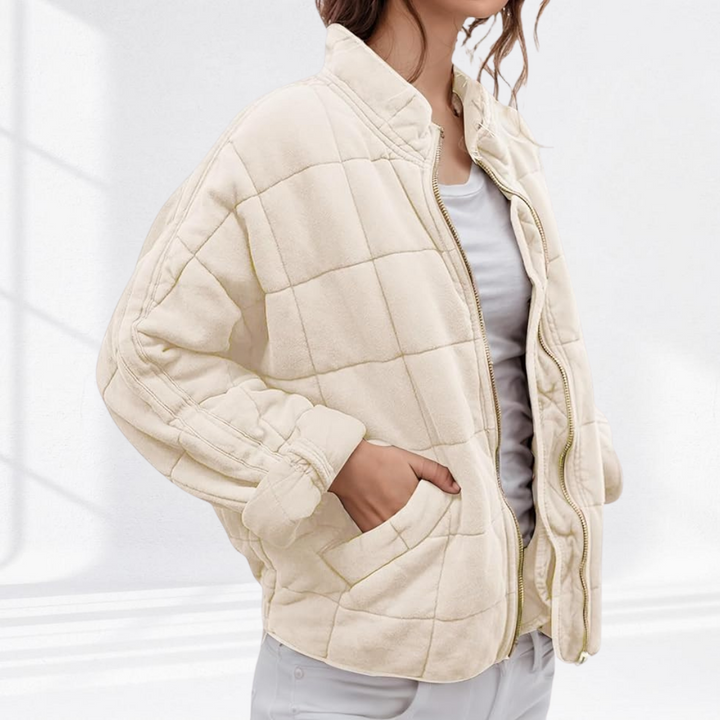 Damen Pufferjacke mit eleganter Verarbeitung für Herbst in Creme