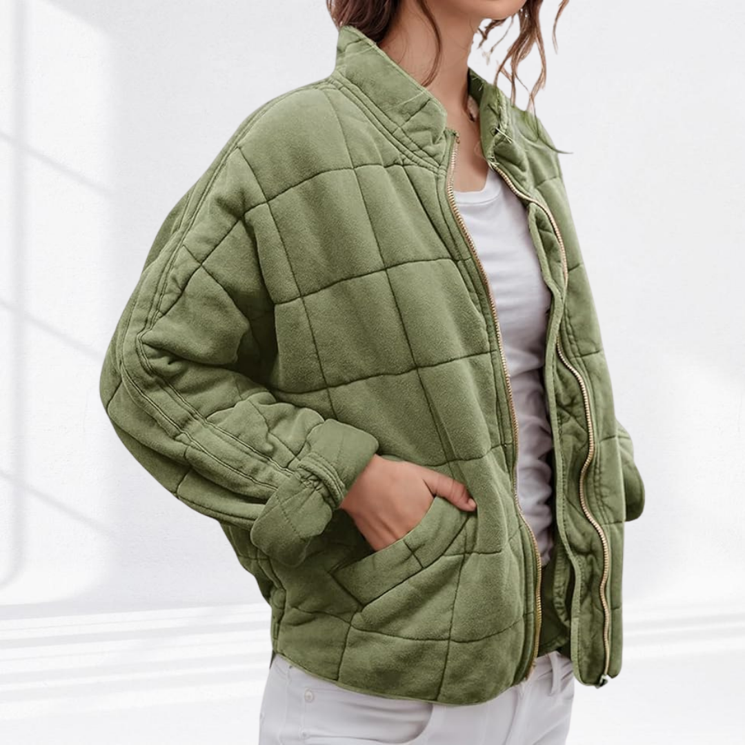 Damen Pufferjacke mit eleganter Verarbeitung für Herbst in Grün