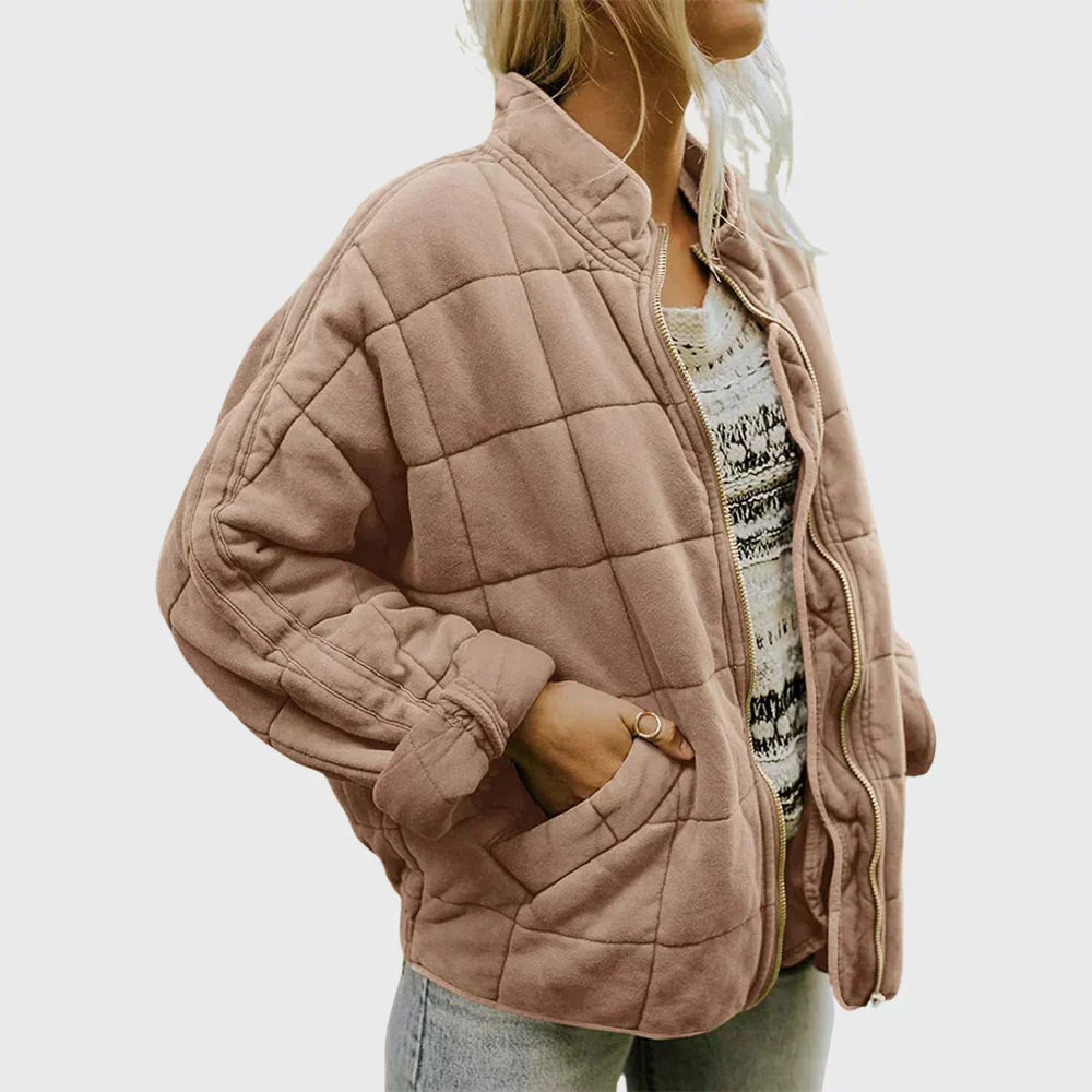 Damen Pufferjacke mit eleganter Verarbeitung für Herbst in Khaki