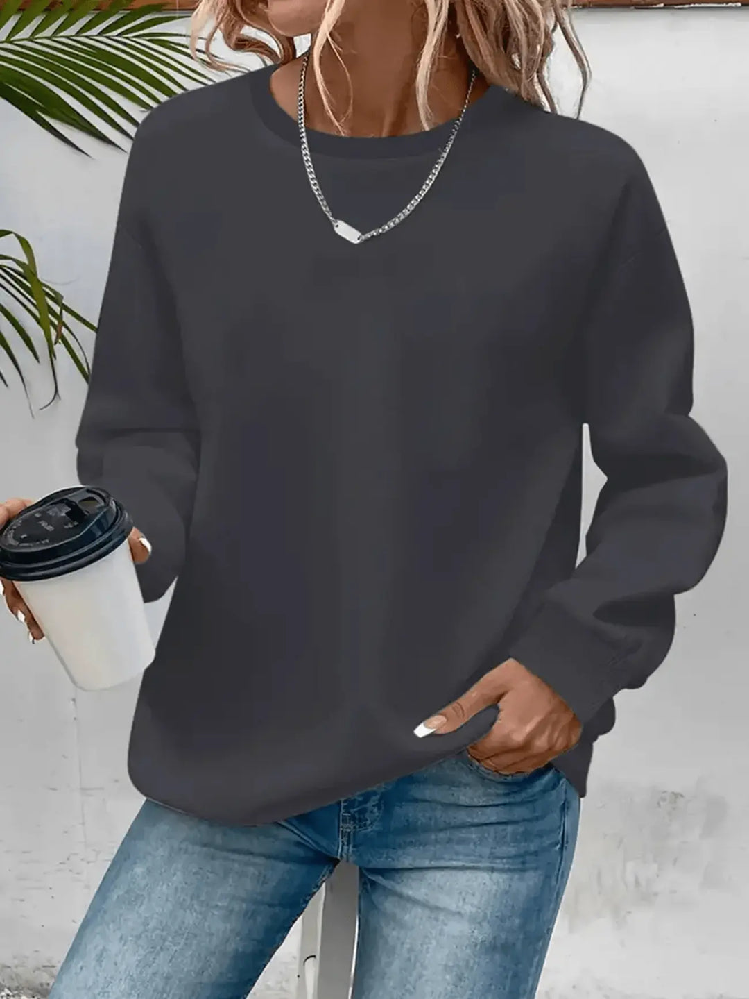 Damen Pullover figurbetont für den Alltag in Dunkelgrau
